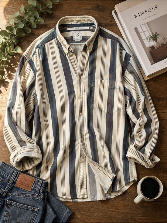 arrow river brand Other - Vintage Arrow River Brand Striped Button Down Shirt XL 100% Cotton USA Made